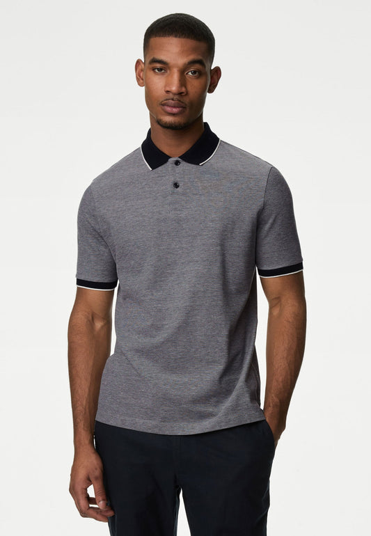 Saf Pamuklu Kısa Kollu Polo Yaka T-shirt