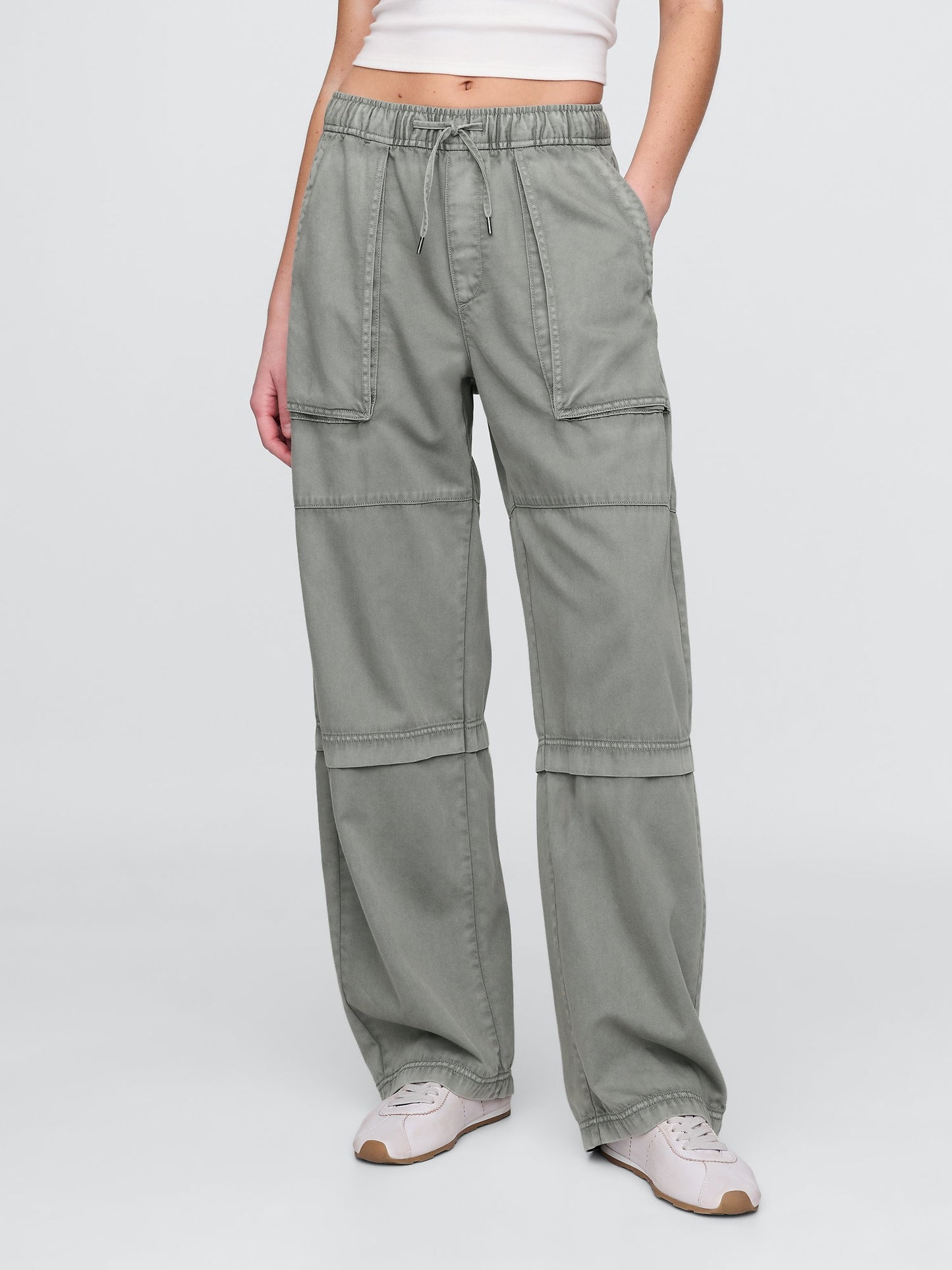 Haki Mid Rise Easy Utility Barrel Pantolon