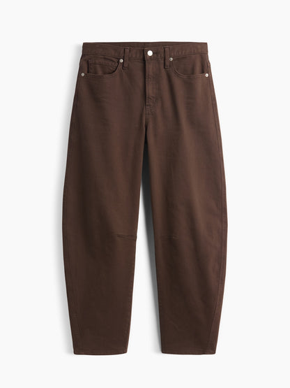 Kahverengi High Rise Barrel Jean Pantolon