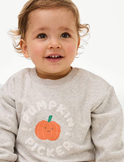 Balkabağı Desenli Halloween Sweatshirt (0-3 Yaş)
