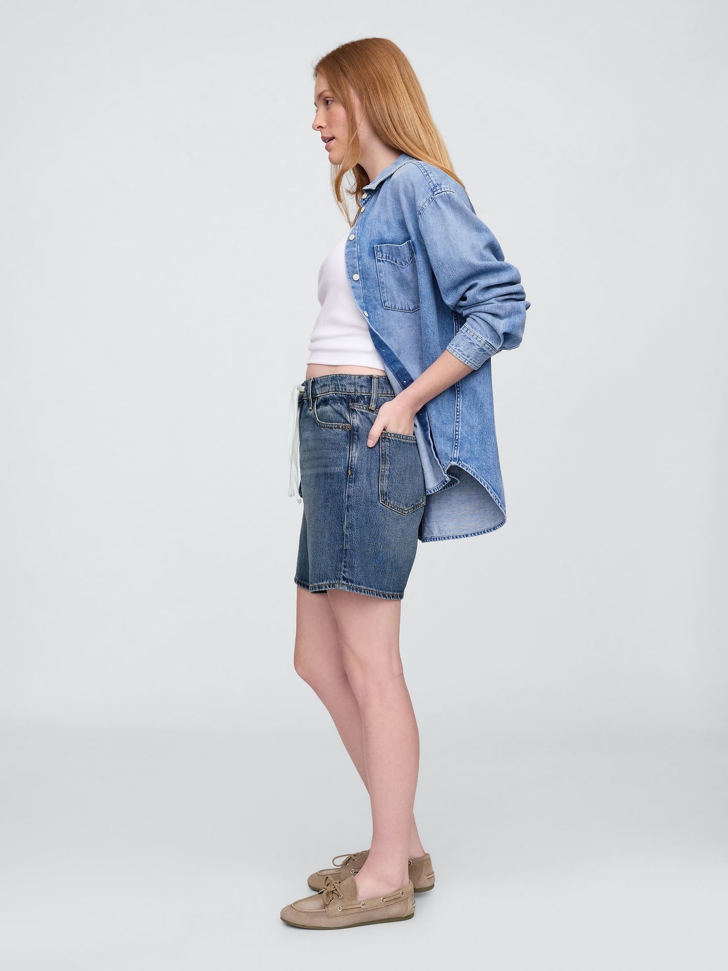 Mavi High Rise Denim Şort