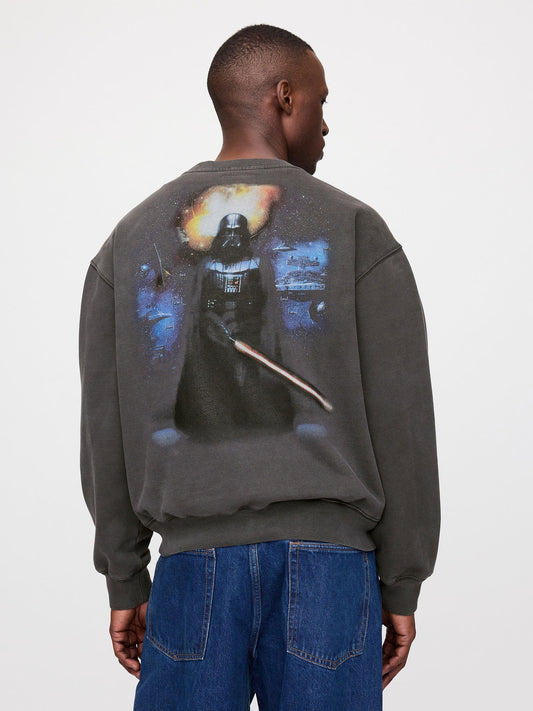 Siyah Star Wars Grafikli Oversize Sweatshirt