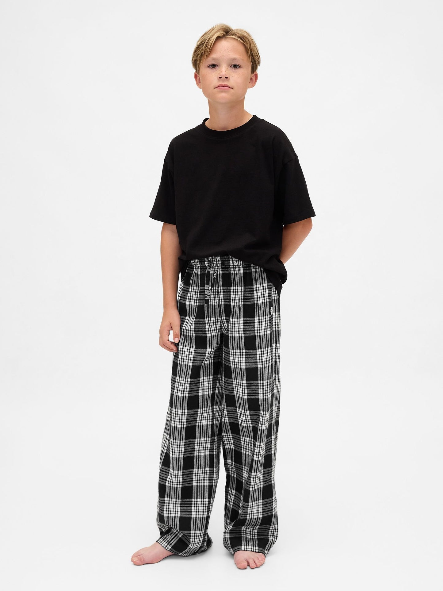 Siyah Gap × Disney Tim Burton’s The Nightmare Before Christmas Skull Flannel Pijama Altı
