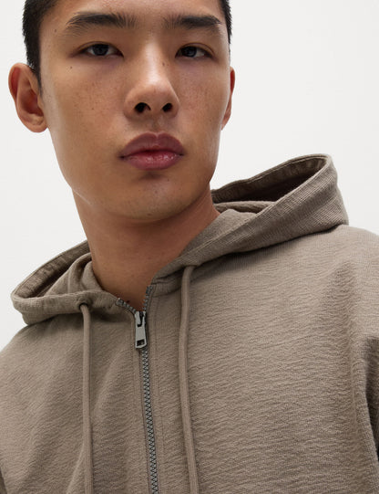 Saf Pamuklu Fermuarlı Sweatshirt