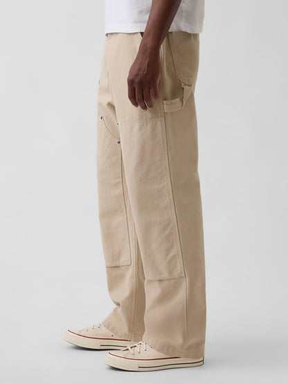 Bej '90s Loose Kanvas Double-knee Carpenter Pantolon