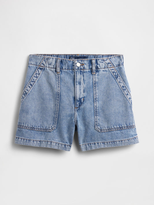 Açık Mavi 4 High Rise Supersoft Denim Utility Şort