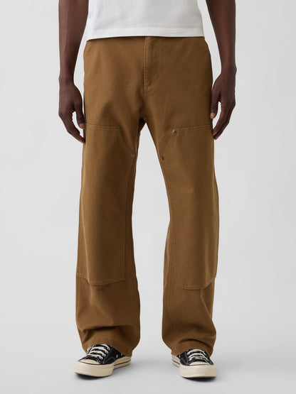 Kahverengi '90s Loose Kanvas Double-knee Carpenter Pantolon