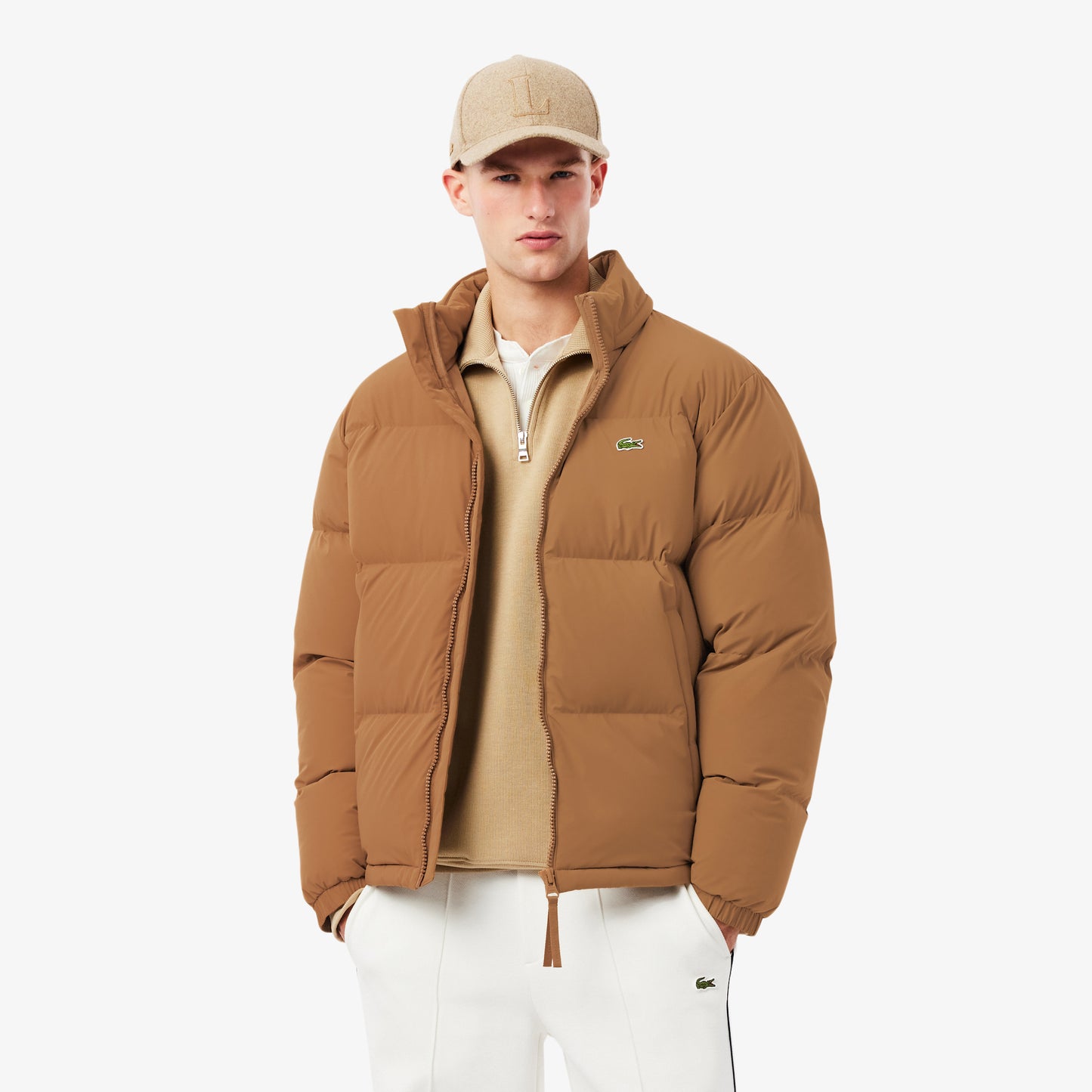 Lacoste Erkek Relaxed Fit Fermuarlı Koyu Kahverengi Mont