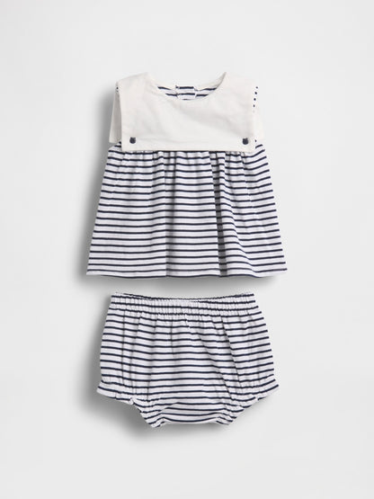 Lacivert Baby Organik Pamuk Denizci Outfit Set
