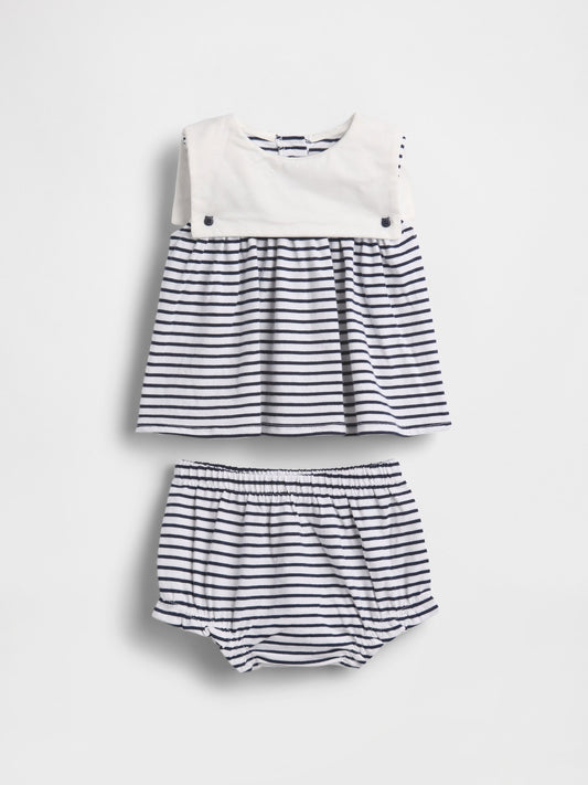 Lacivert Baby Organik Pamuk Denizci Outfit Set
