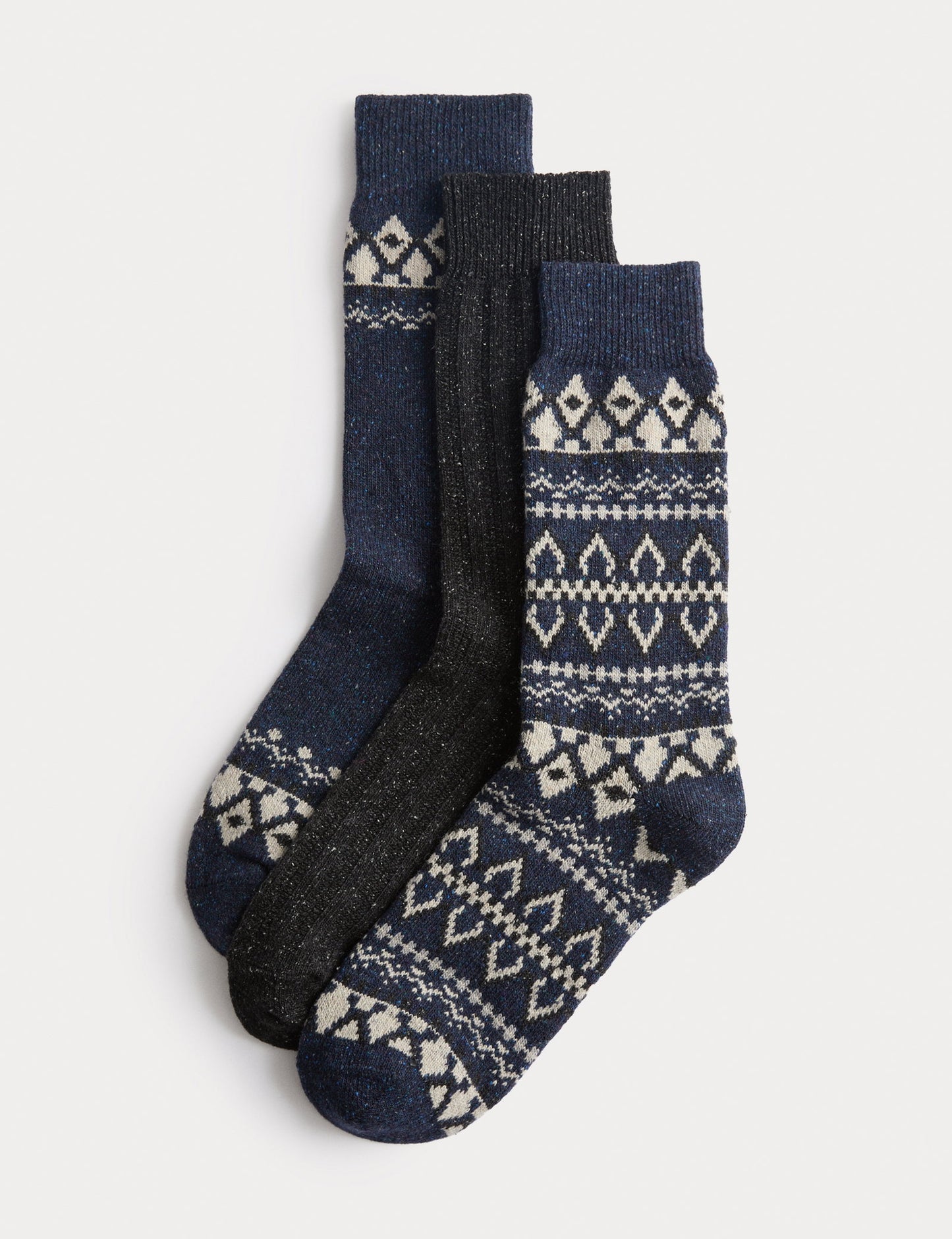 3’lü Fair Isle Desenli Yün Karışımlı Çorap Seti