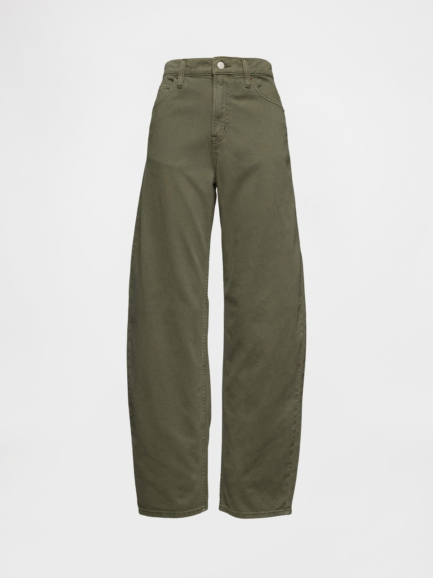 Haki High Rise Barrel Jean Pantolon