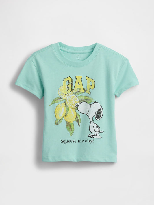 Yeşil Peanuts Grafikli T-Shirt