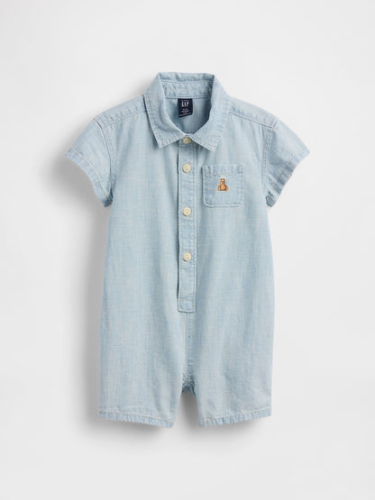Açık Mavi Pocket Pocket Shorty Tulum