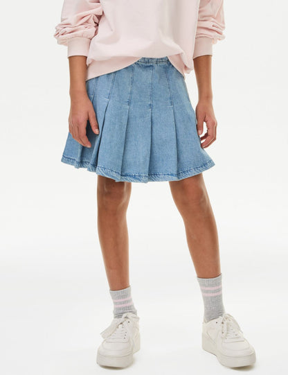 Pileli Denim Etek (6-16 Yaş)