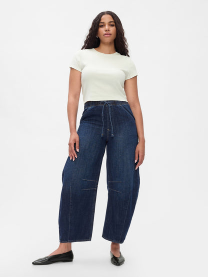Lacivert Mid Rise Easy Horseshoe Jean Pantolon