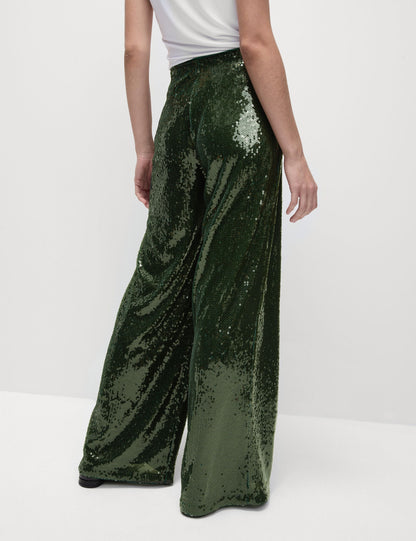 Payetli Wide Leg Pantolon