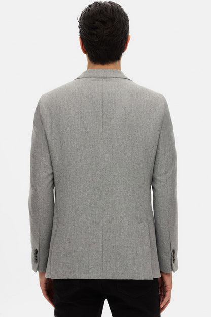 Tween Slim Fit Gri Diyogonal Kumaş Ceket