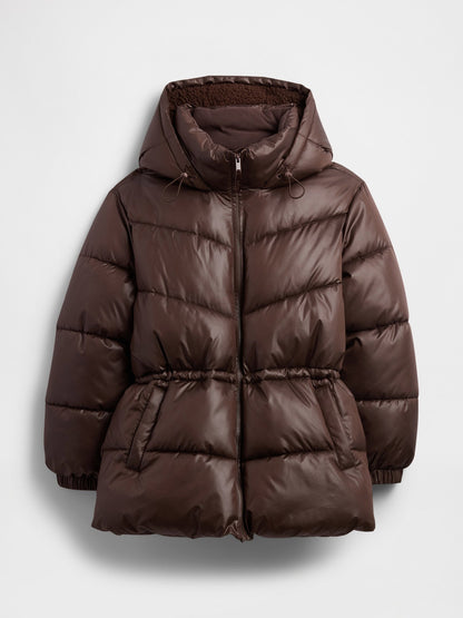 Koyu Kahverengi Coldcontrol Max Relaxed Midi Puffer Şişme Mont