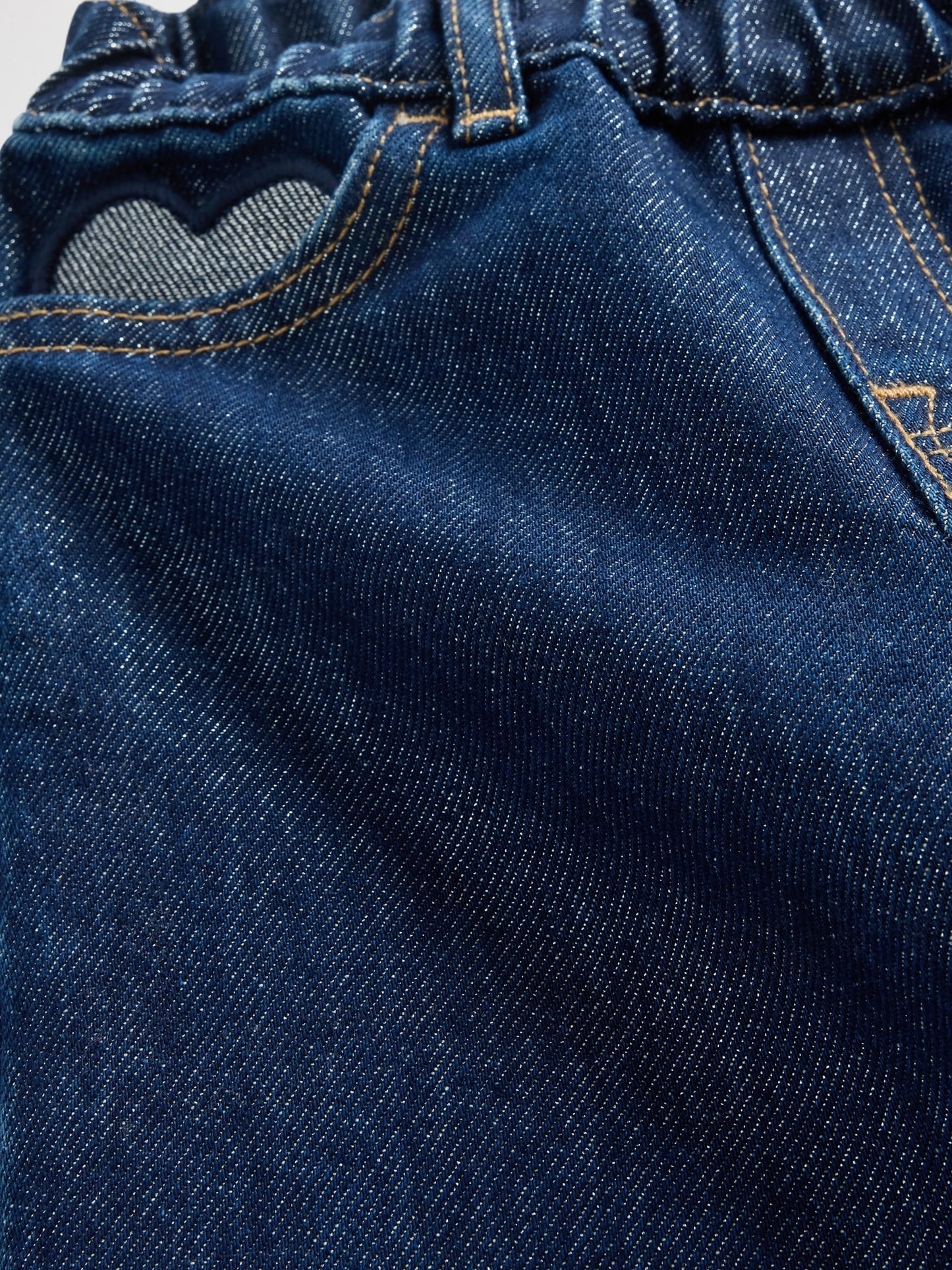 Koyu Mavi Metallic Pull-on Baggy Jean Pantolon