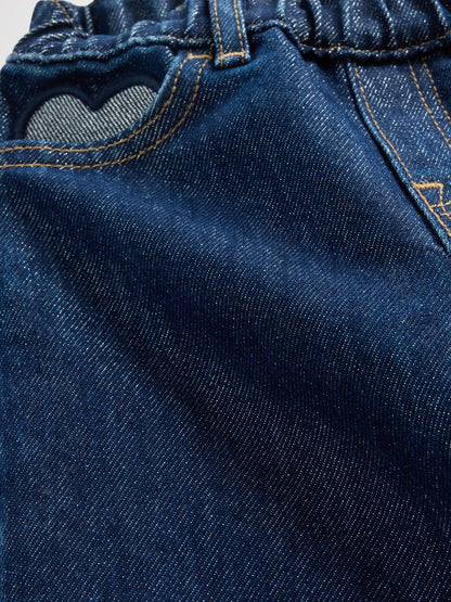 Koyu Mavi Metallic Pull-on Baggy Jean Pantolon
