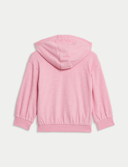 Saf Pamuklu Fermuarlı Kapüşonlu Sweatshirt (0-6 Yaş)