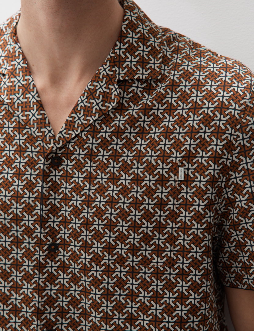 Pamuk Karışımlı Geometrik Desenli Pijama Üstü