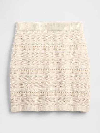 Beyaz Crochet Midi Etek