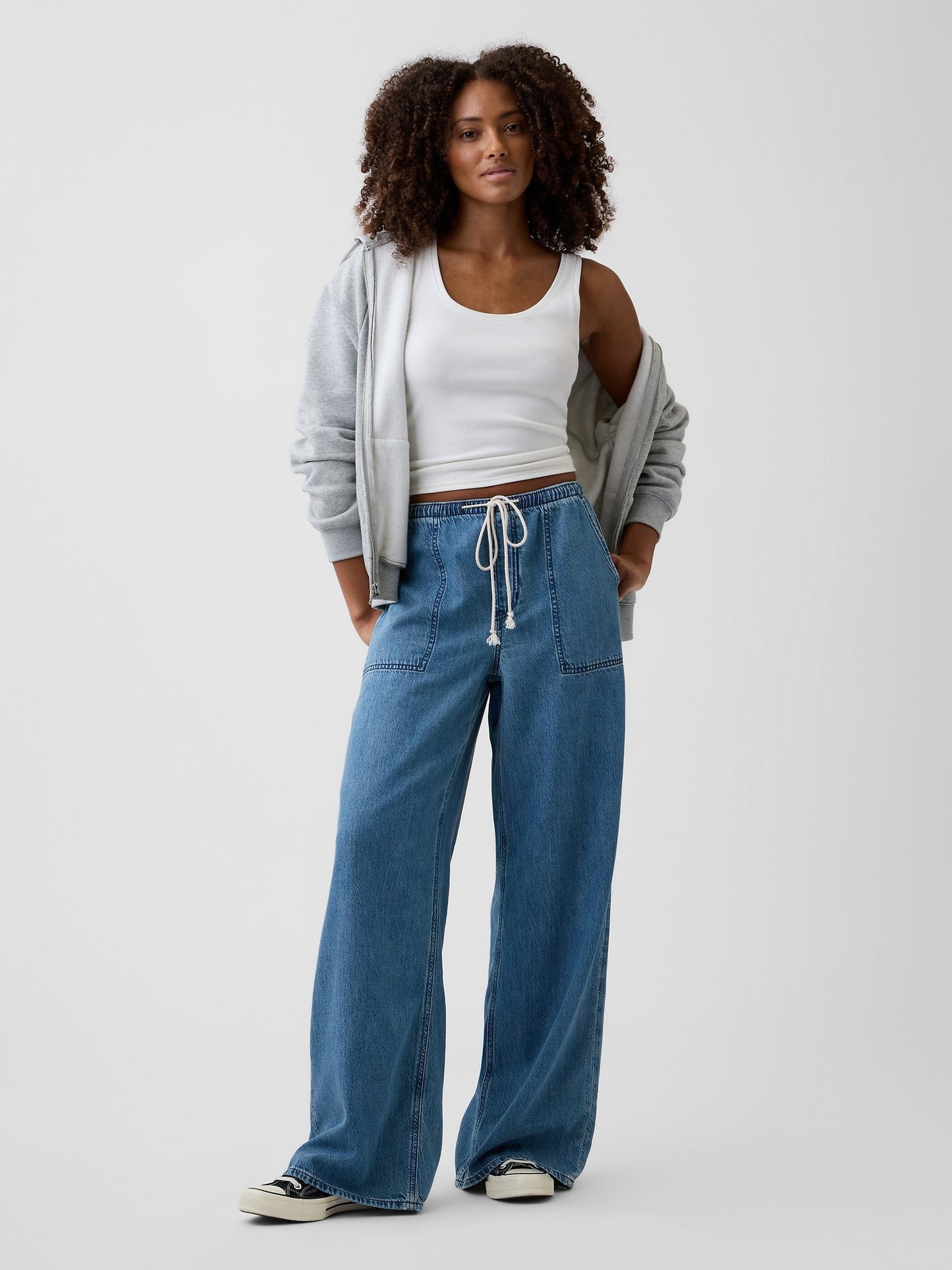 Mavi Mid Rise Pull-on Superlight Wide-leg Jean Pantolon