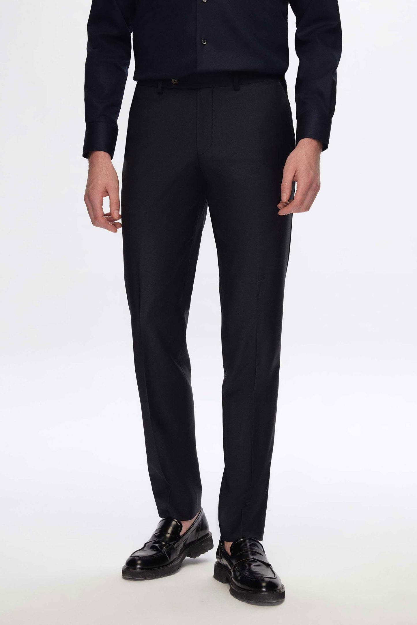 Damat Lacivert Yün Karişimli Kumaş Pantolon