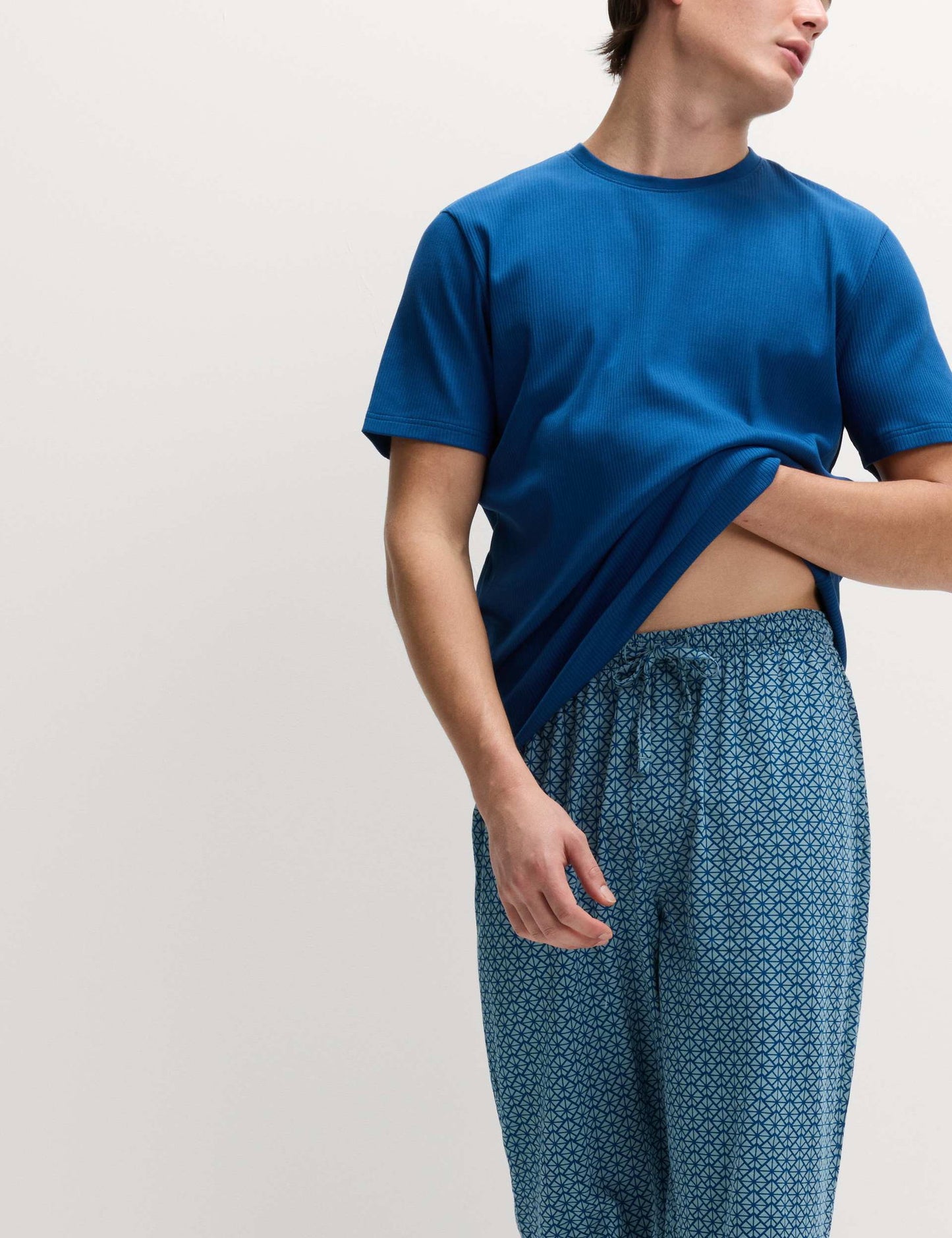 Saf Pamuklu Geometrik Desenli Pijama Takımı