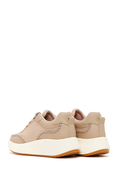 Kadın Bej Kalın Tabanlı Sneaker