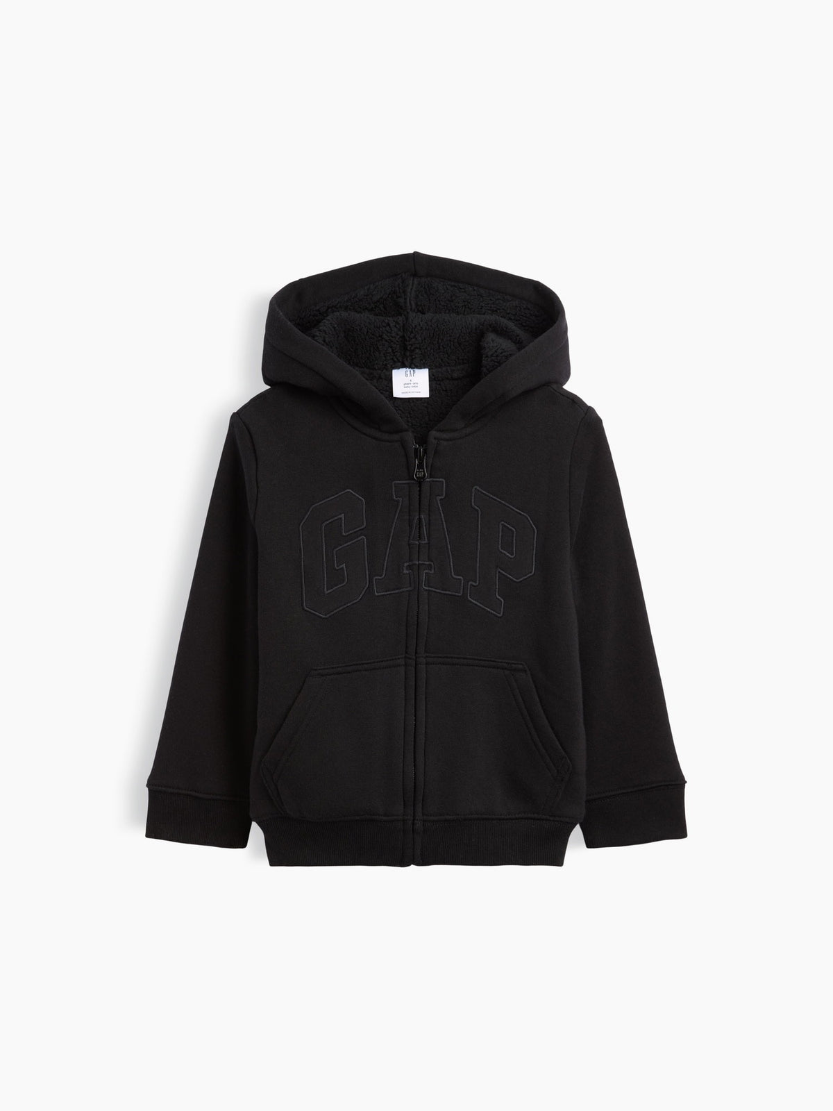 Siyah Sherpa Astarlı Logo Fermuarlı Sweatshirt