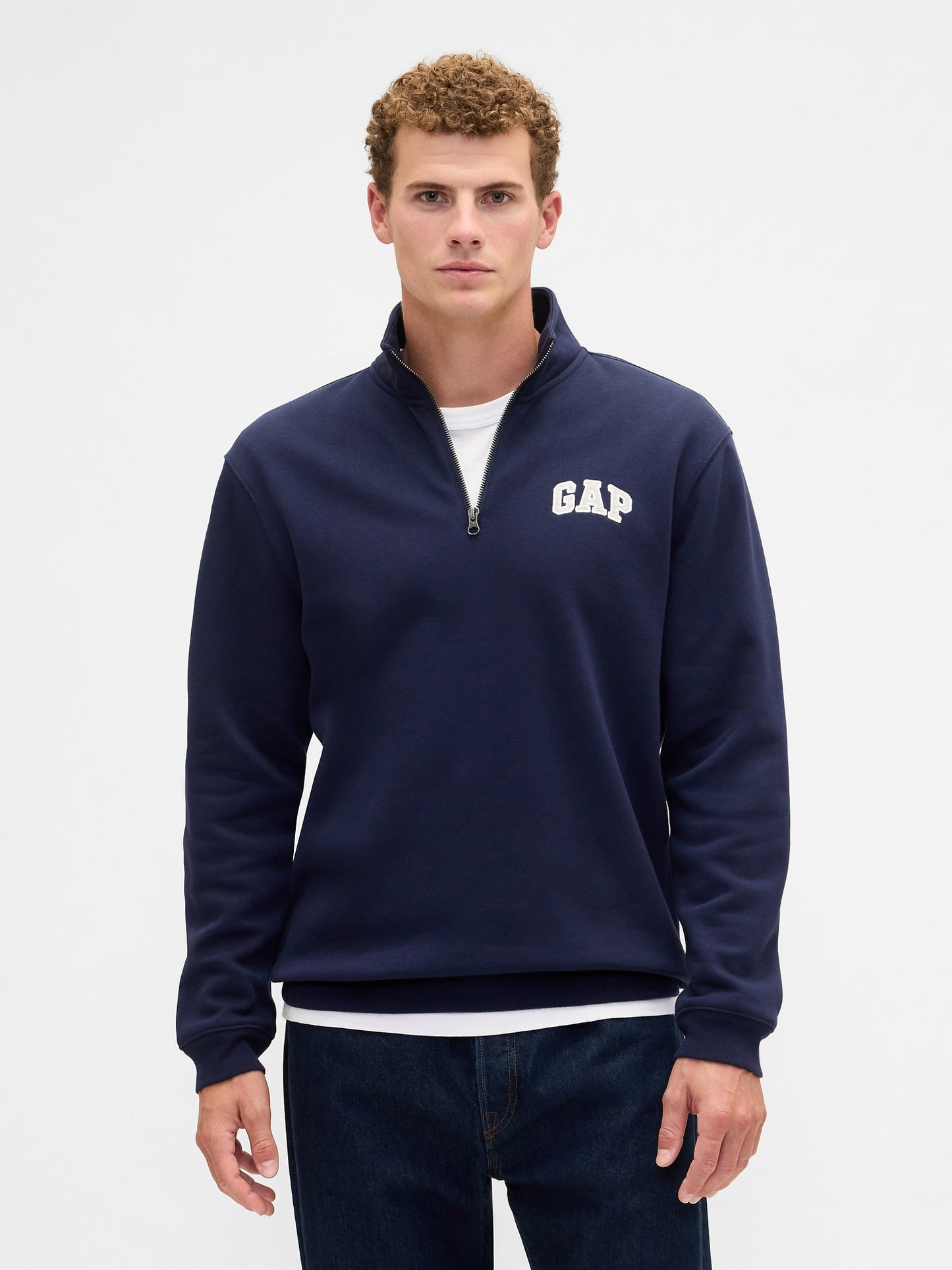 Lacivert Relaxed Gap Logo Çeyrek Fermuarlı Sweatshirt