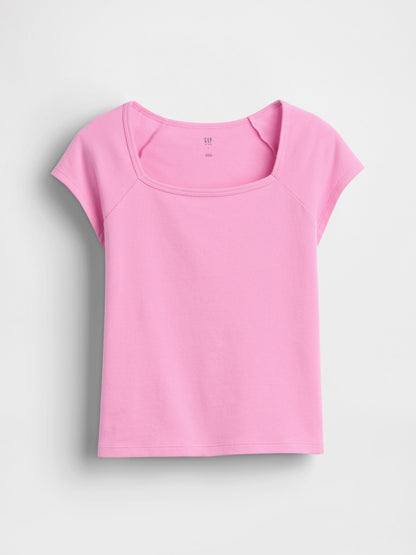 Pembe Kare Yaka T-shirt