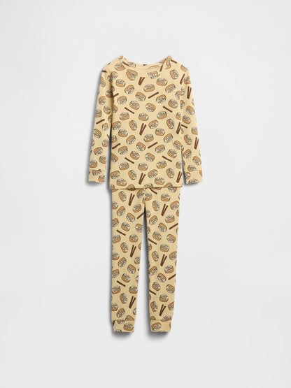 Sarı Cinnamon Grafik Baskılı Pijama Takımı