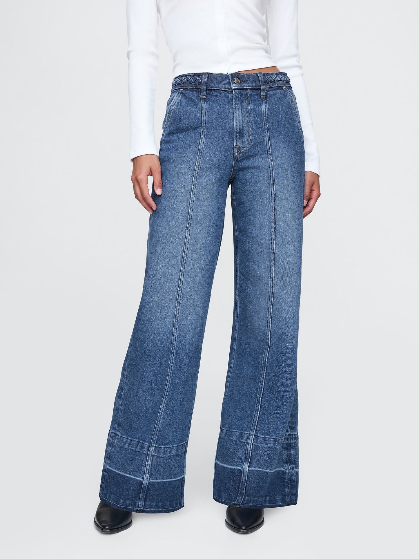 Mavi High Rise Stride Seamed Wide-leg Jean Pantolon