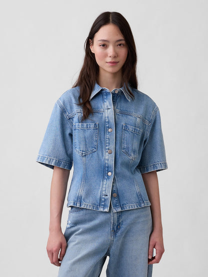 Açık Mavi Ultrasoft Denim Pocket Gömlek