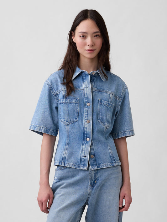 Açık Mavi Ultrasoft Denim Pocket Gömlek
