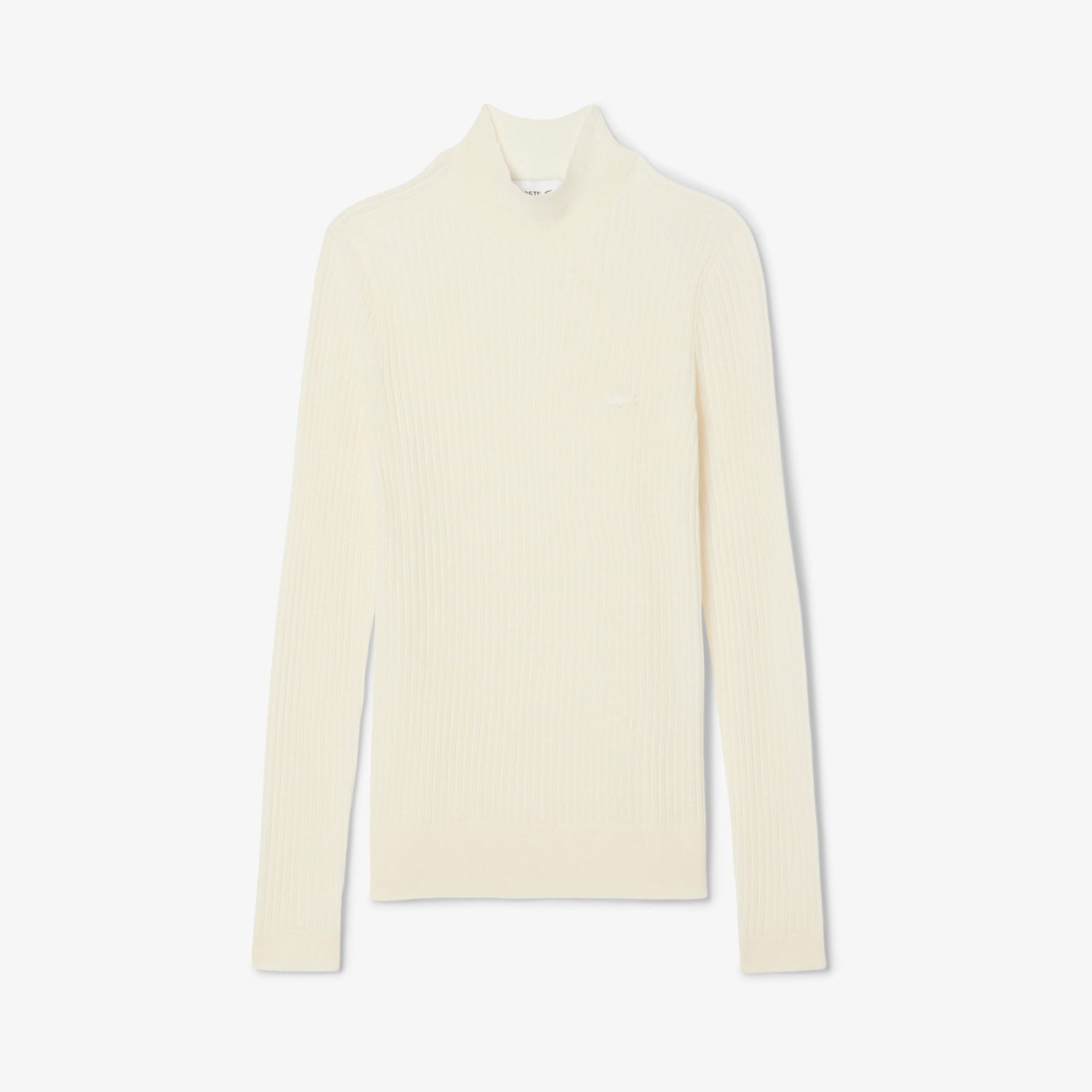 Lacoste Kadın Slim Fit Dik Yaka Beyaz Kazak