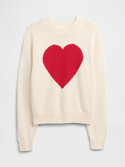 Krem Relaxed Crop Intarsia Kazak