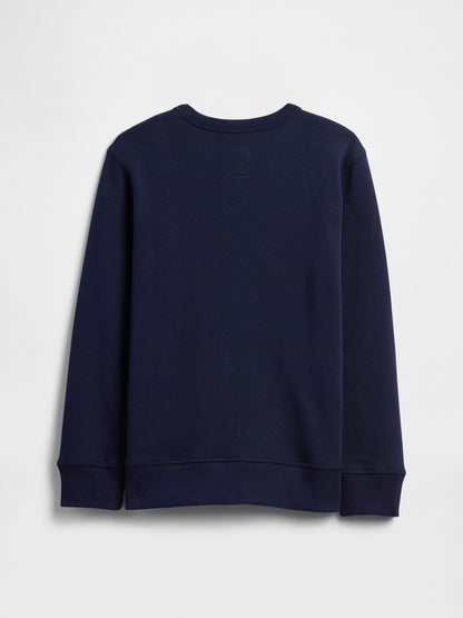 Lacivert Crewneck Grafik Baskılı Sweatshirt