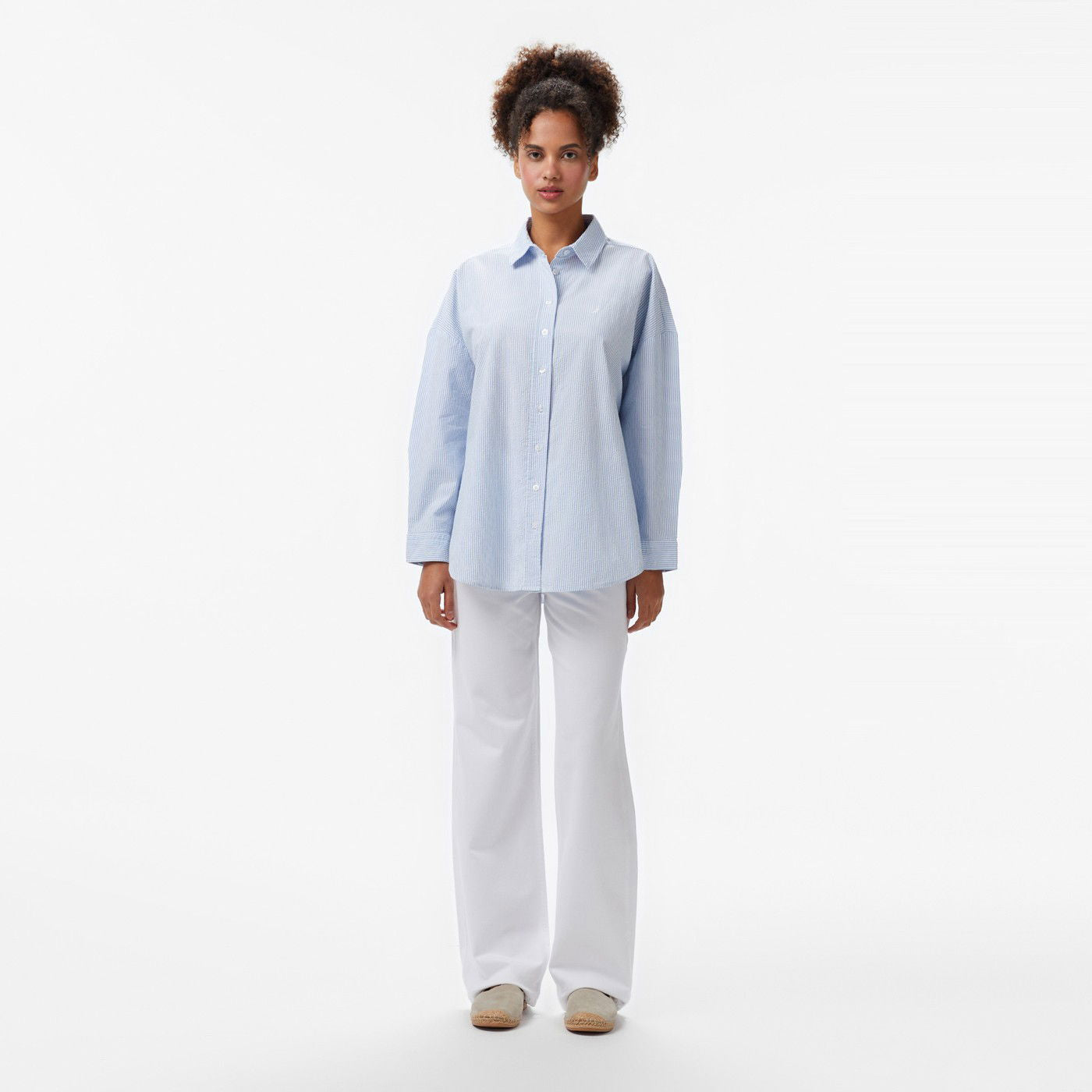 Nautica Kadın Mavi Regular Fit Çizgili Gömlek