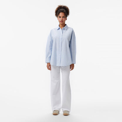 Nautica Kadın Mavi Regular Fit Çizgili Gömlek