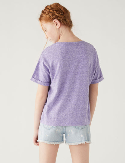 Bağlama Detaylı Kısa Kollu T-shirt (6-16 Yaş)