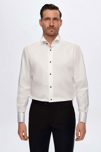 Damat Comfort Beyaz Düz %100 Pamuk Nano Care Smokin Gömlek