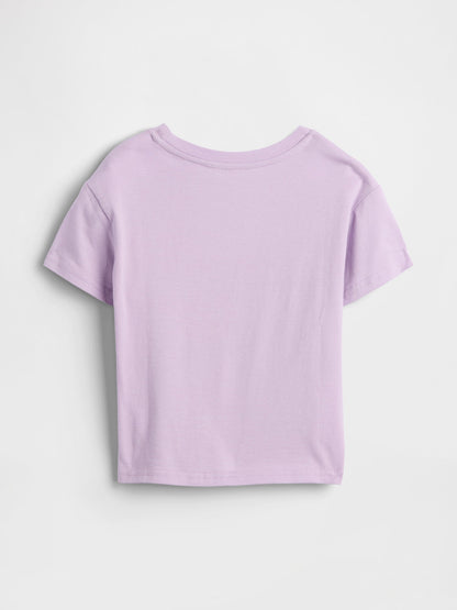 Lila Grafik Baskılı T-shirt