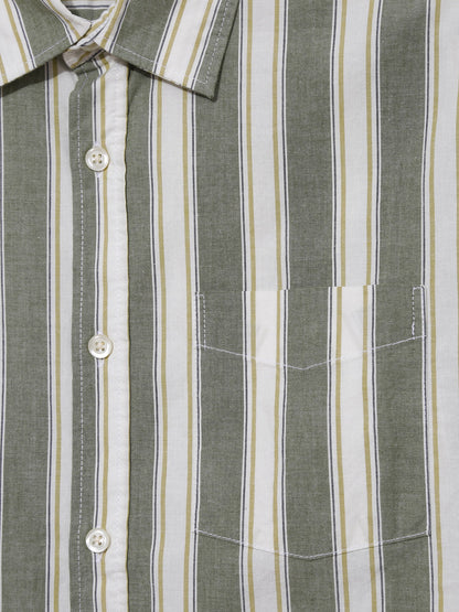 Yeşil Stretch Poplin Slim Fit Gömlek