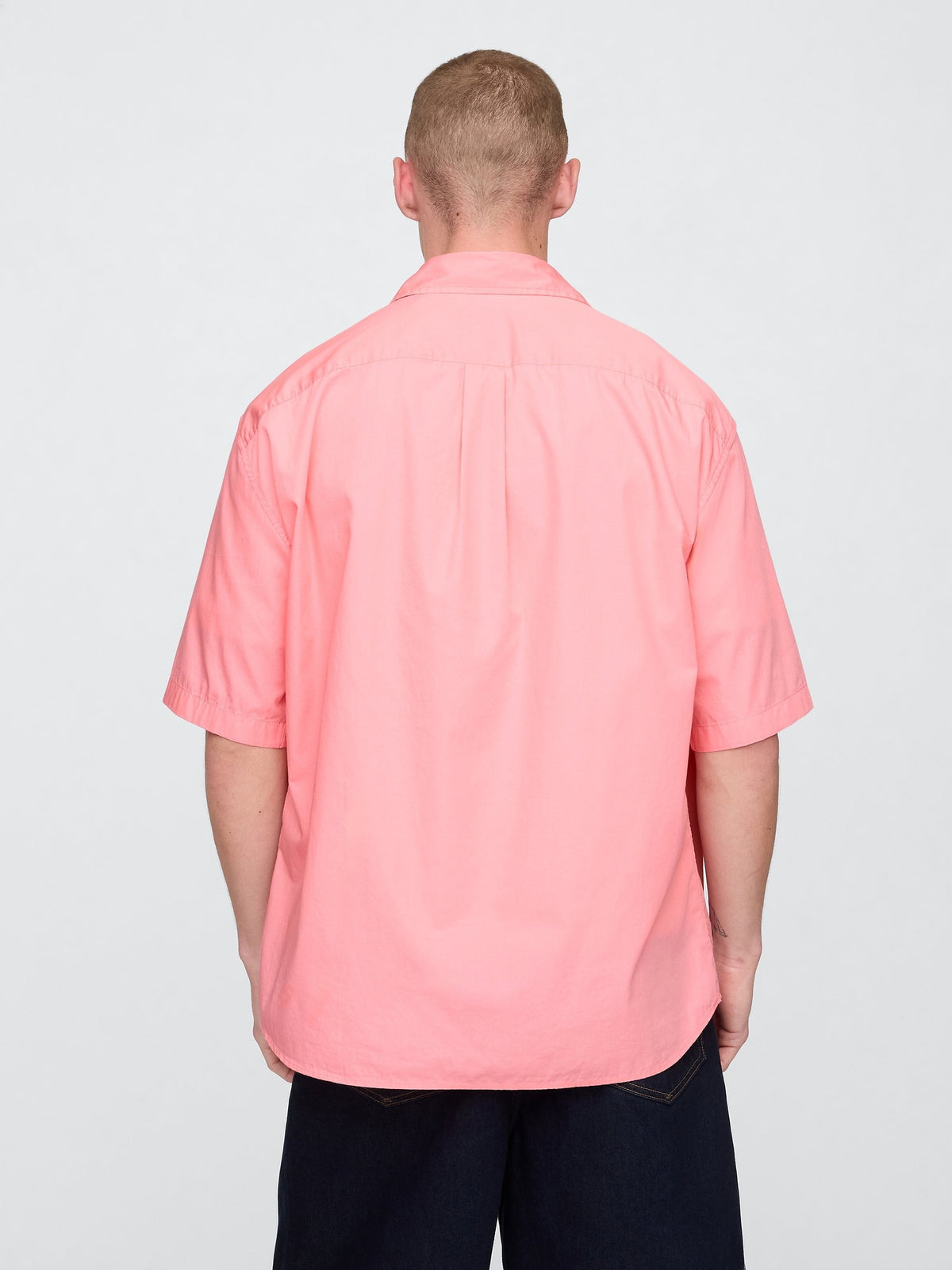 Açık Pembe Organik Pamuk Oversize Poplin Gömlek