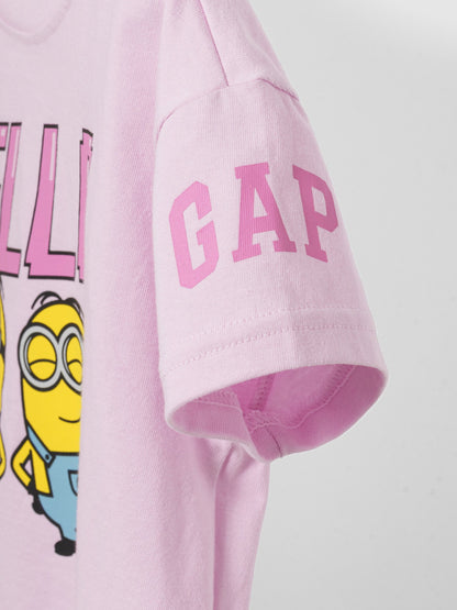 Açık Pembe Minyonlar Grafik Baskılı T-shirt
